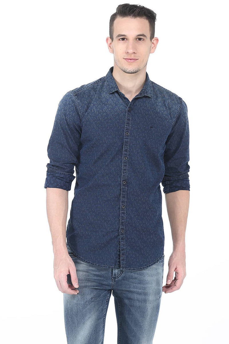 BASICS SLIM FIT WEFT PRINTED SHIRT