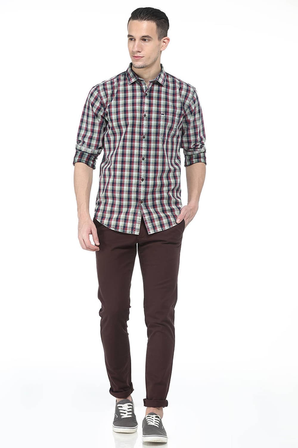 BASICS SLIM FIT CHECKS SHIRT