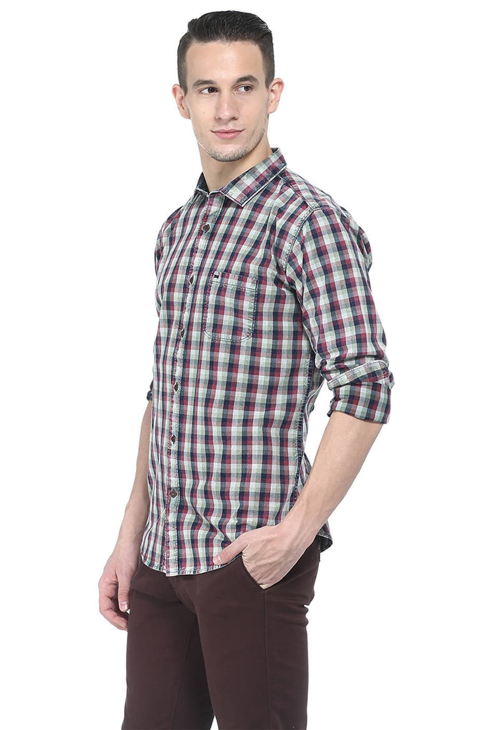 BASICS SLIM FIT CHECKS SHIRT