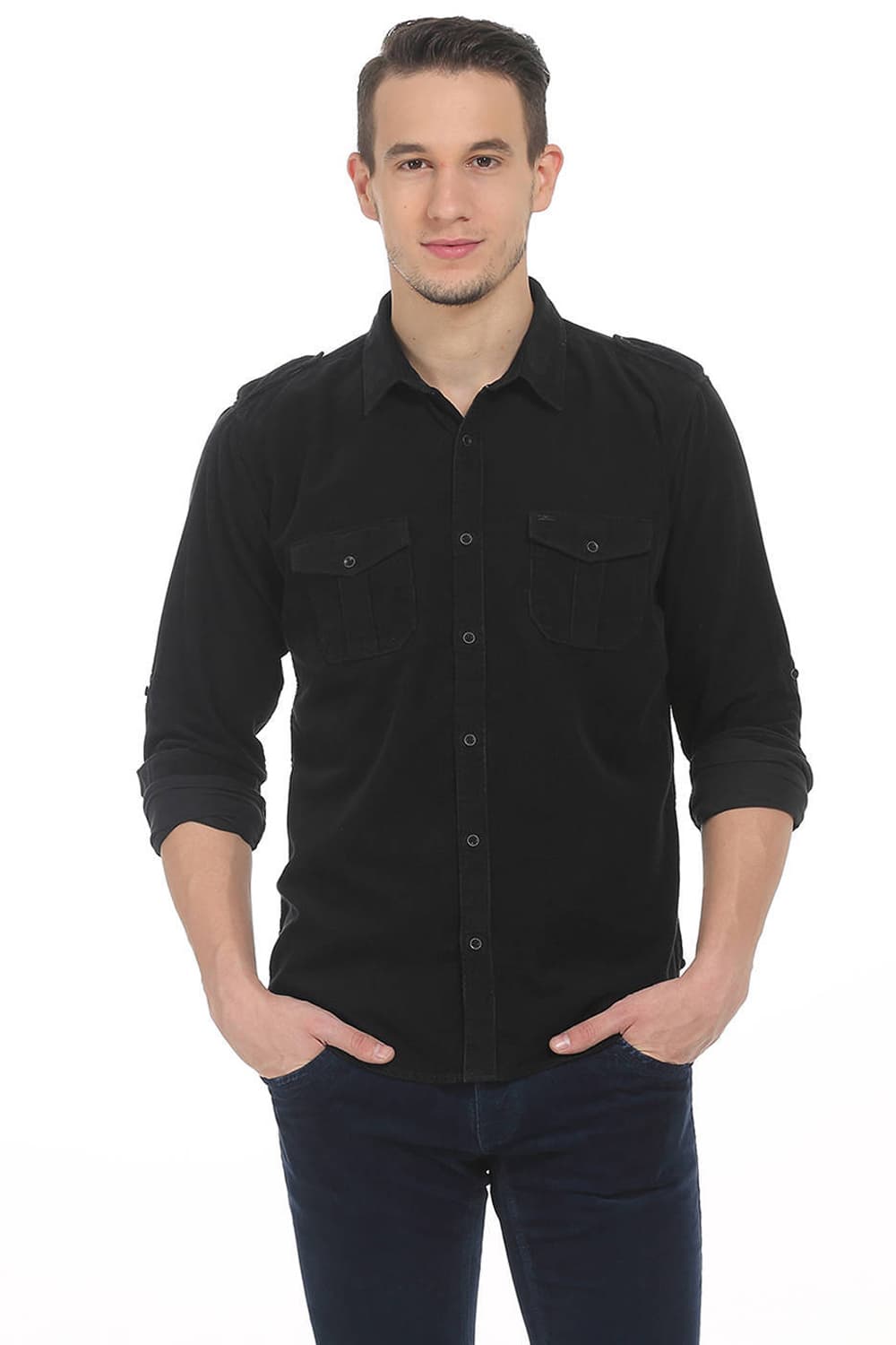 BASICS SLIM FIT CORDUROY SHIRT