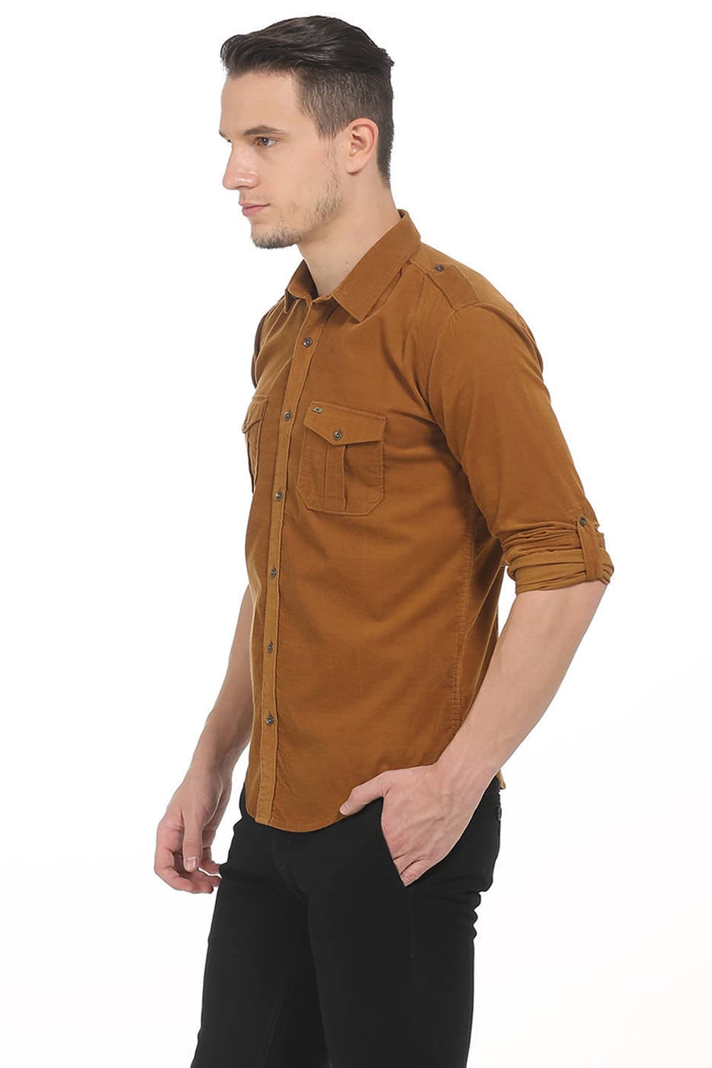 BASICS SLIM FIT CORDUROY SHIRT