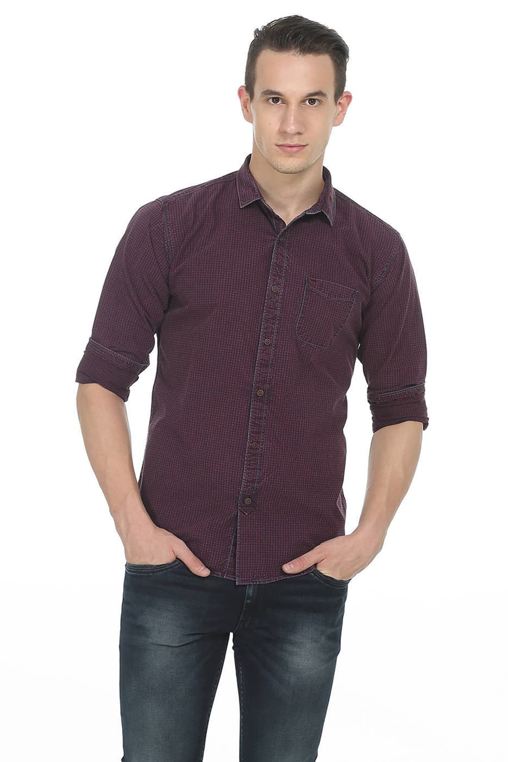 BASICS SLIM FIT CHECKS SHIRT