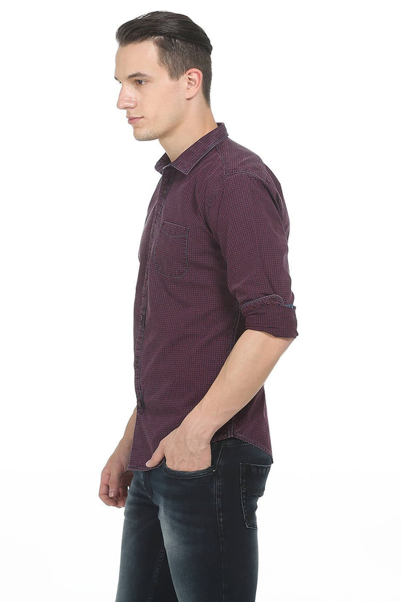 BASICS SLIM FIT CHECKS SHIRT