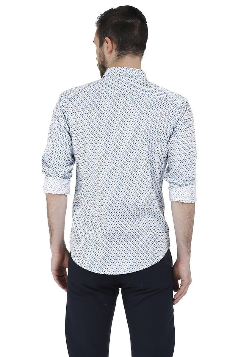 BASICS SLIM FIT PRINTED SATIN SHIRT