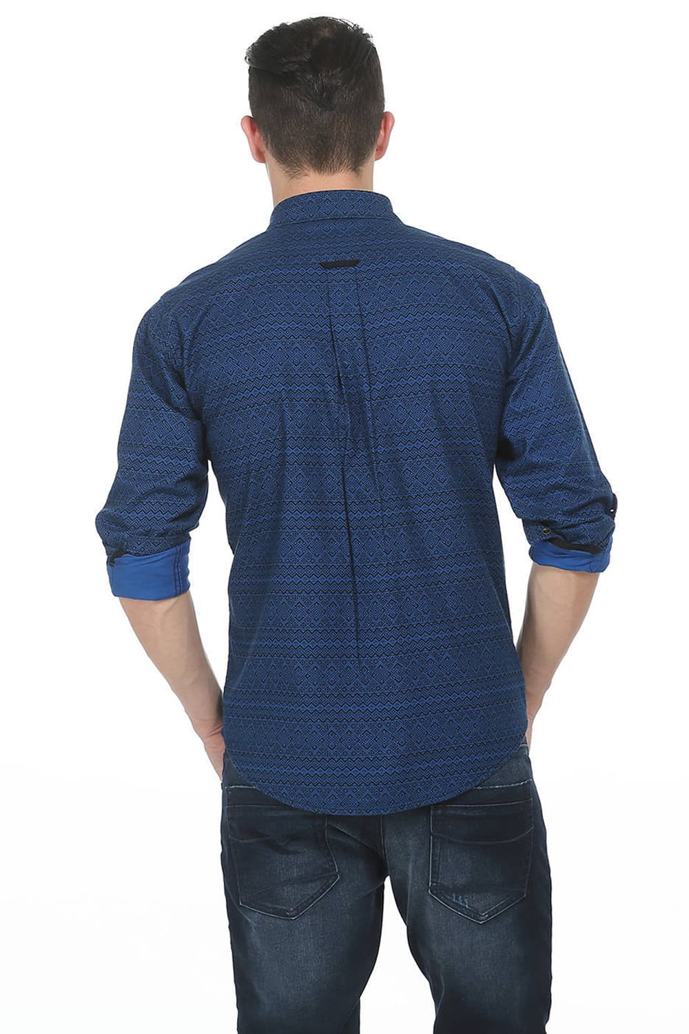 BASICS SLIM FIT TWILL PRINTED SHIRT