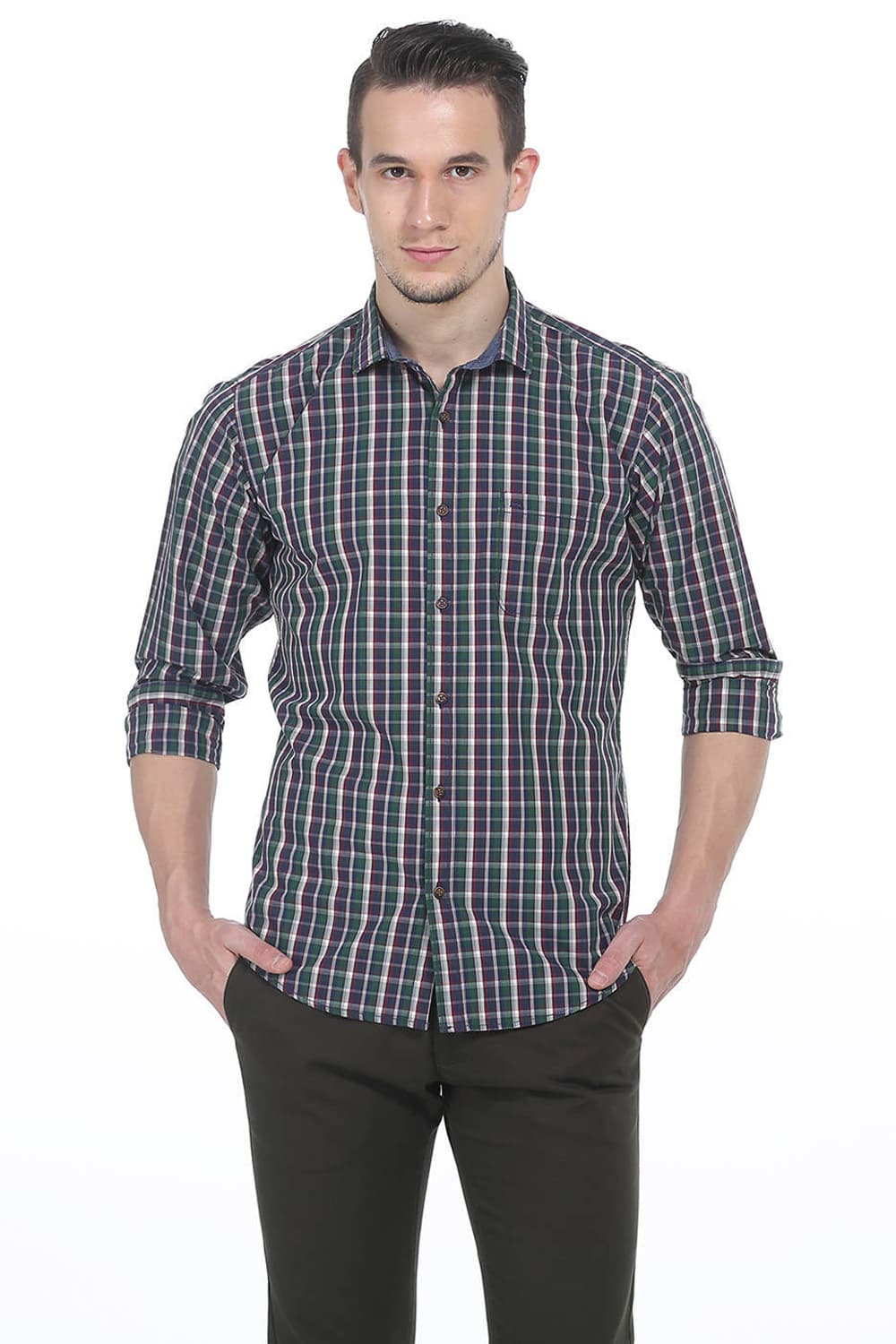 BASICS SLIM FIT CHECKS SHIRT