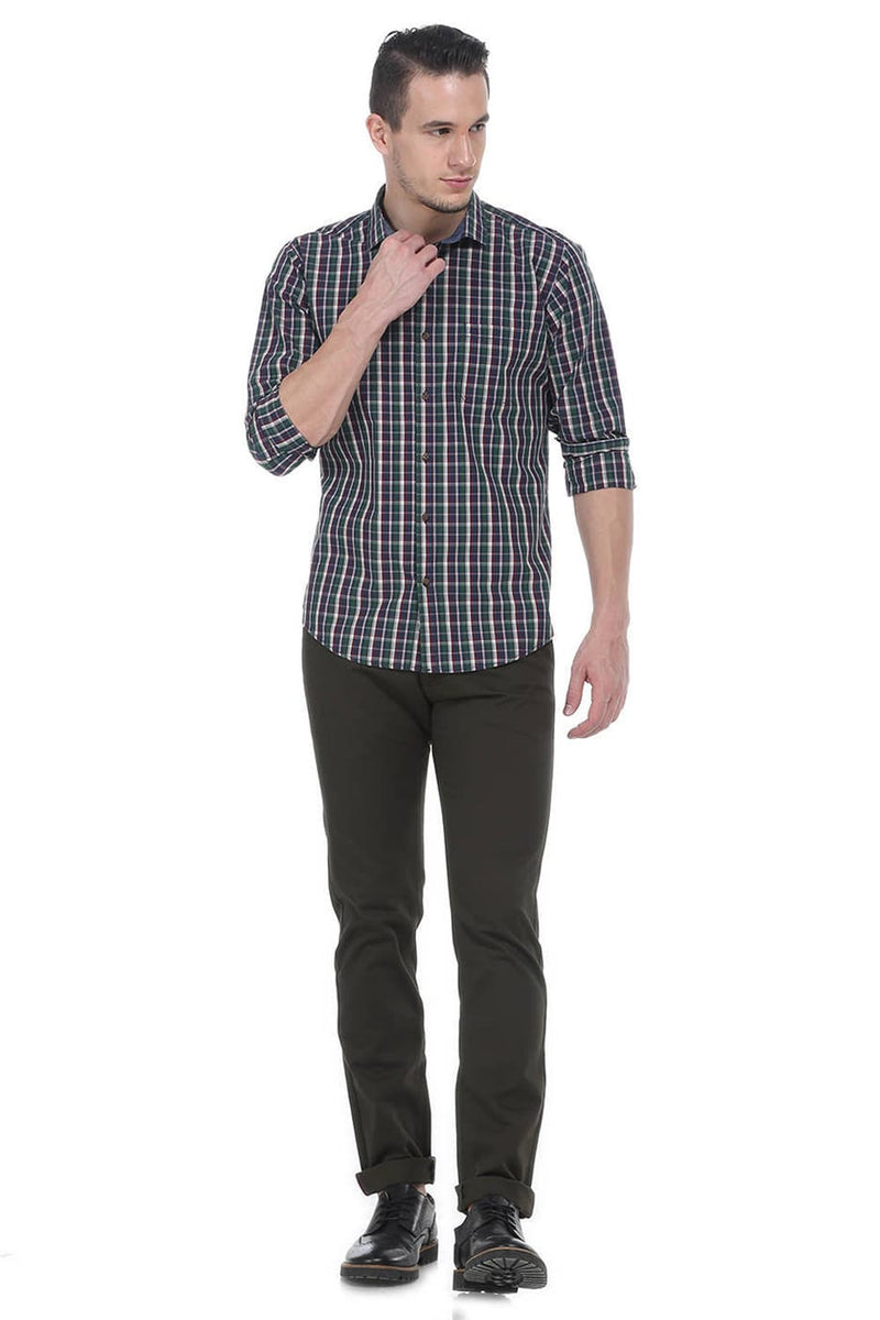 BASICS SLIM FIT CHECKS SHIRT