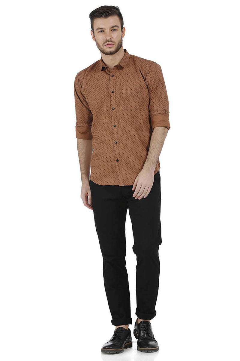 BASICS SLIM FIT CAMBRIC PRINTED SHIRT