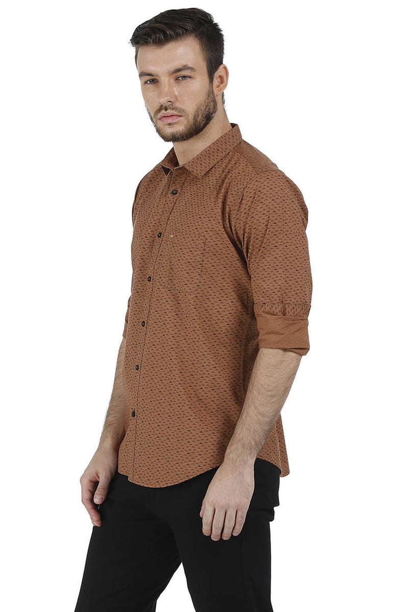 BASICS SLIM FIT CAMBRIC PRINTED SHIRT