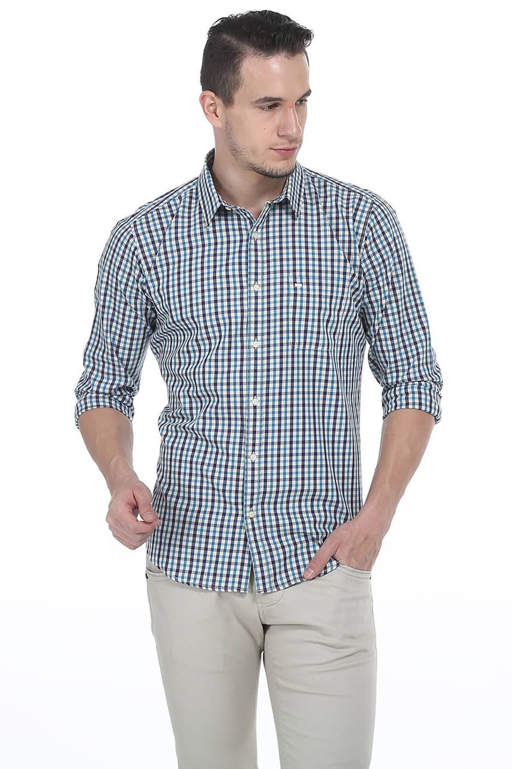 BASICS SLIM FIT CHECKS SHIRT