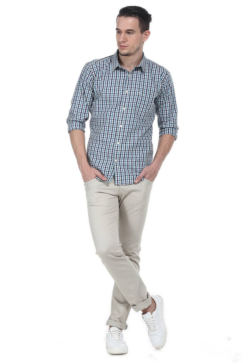 BASICS SLIM FIT CHECKS SHIRT