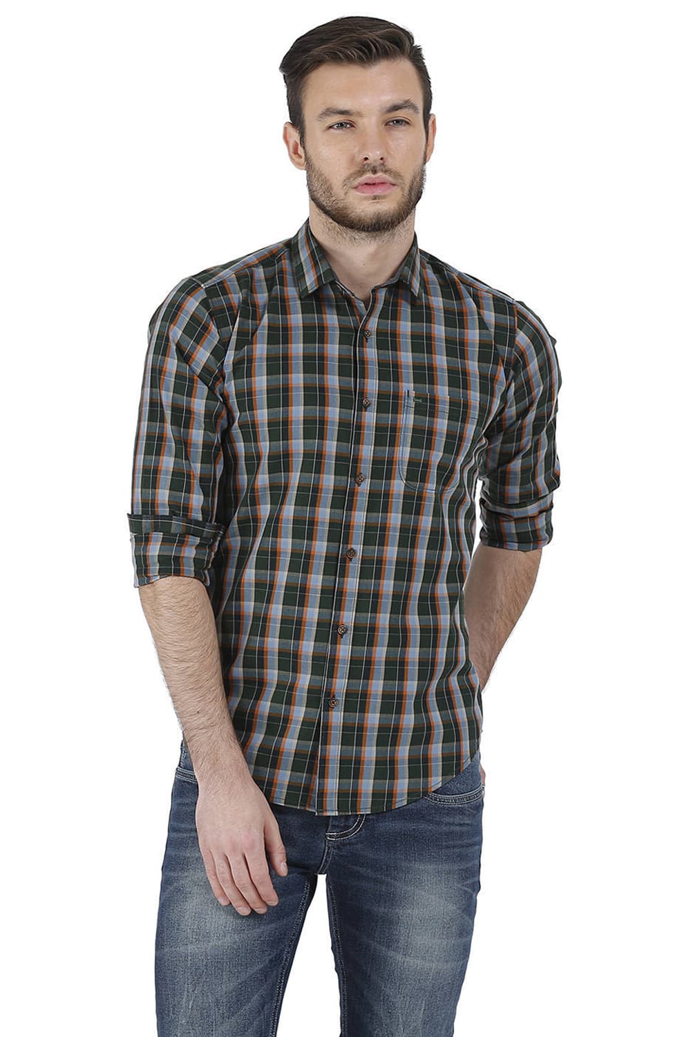 BASICS SLIM FIT CHECKS SHIRT