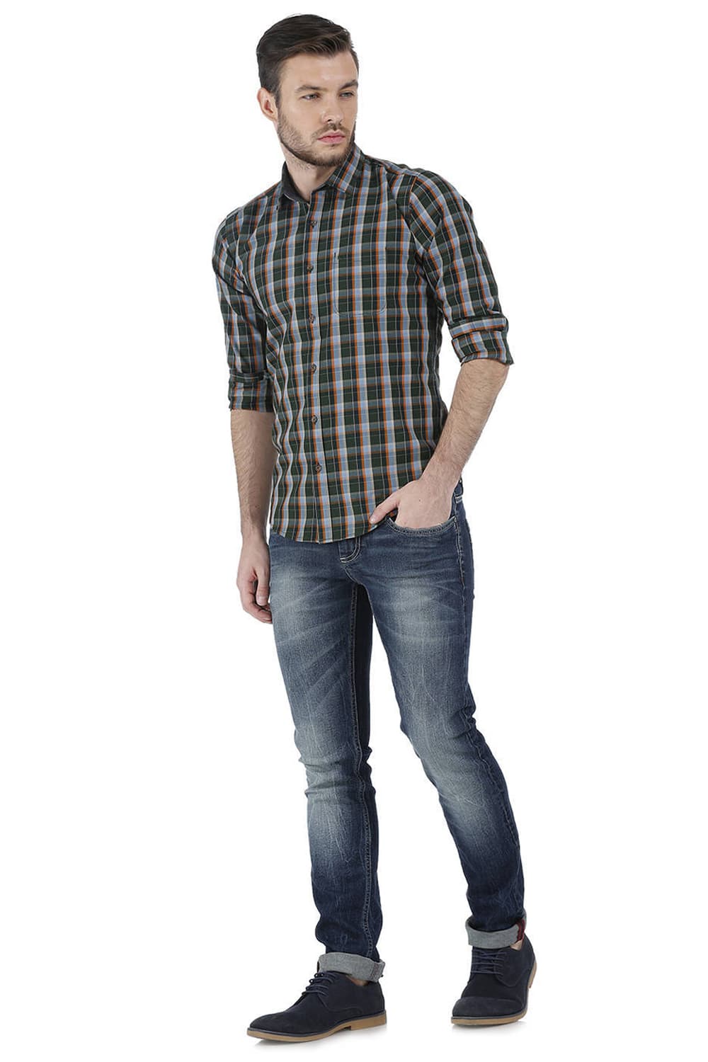 BASICS SLIM FIT CHECKS SHIRT