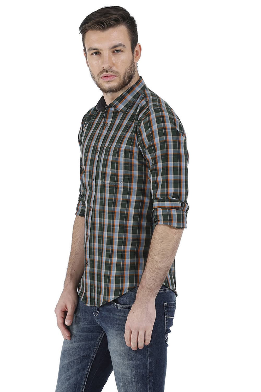 BASICS SLIM FIT CHECKS SHIRT