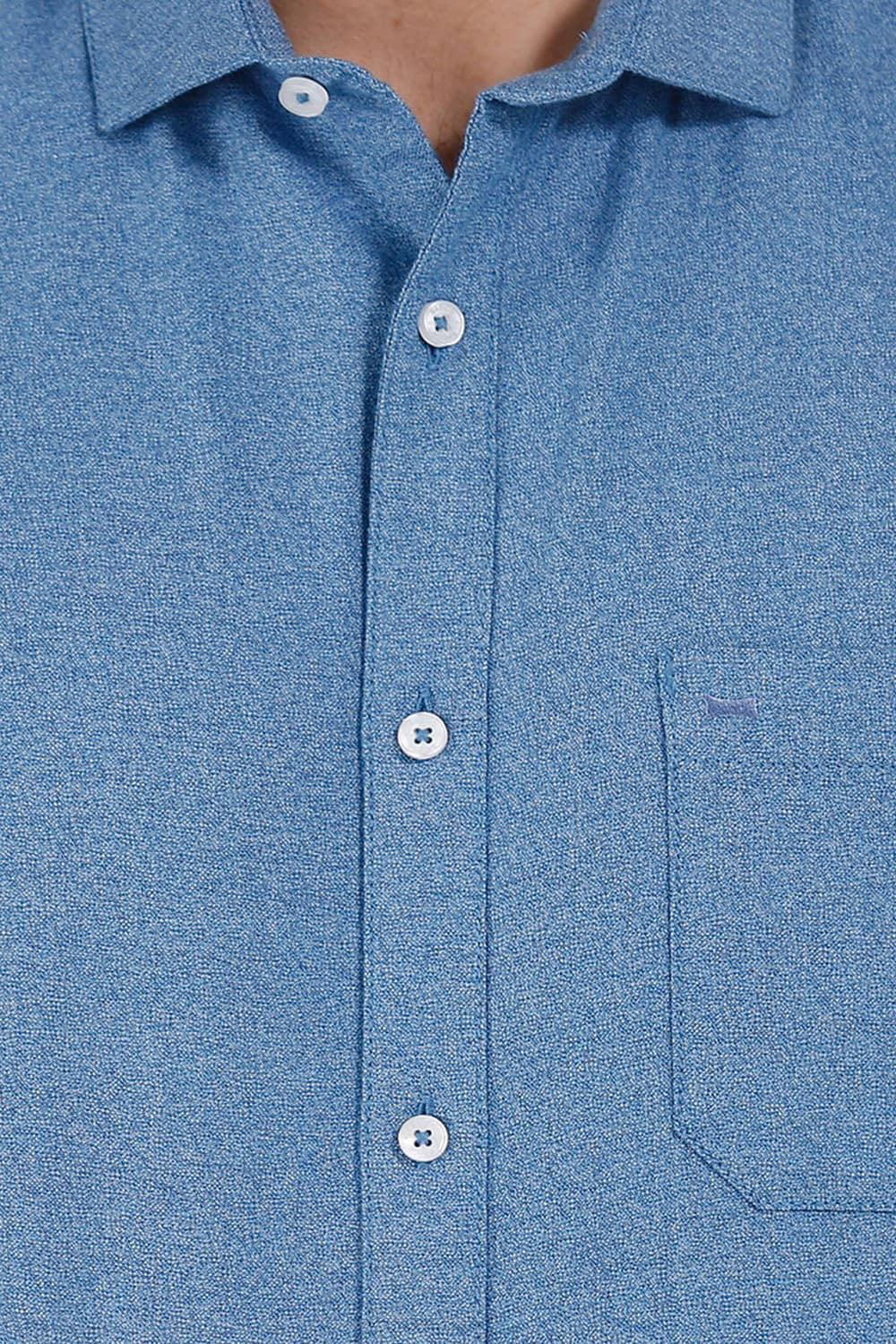 BASICS SLIM FIT TWILL CHAMBRAY SHIRT