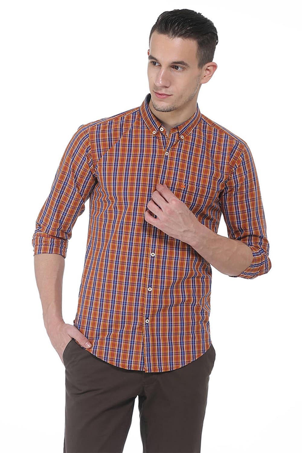 BASICS SLIM FIT CHECKS SHIRT