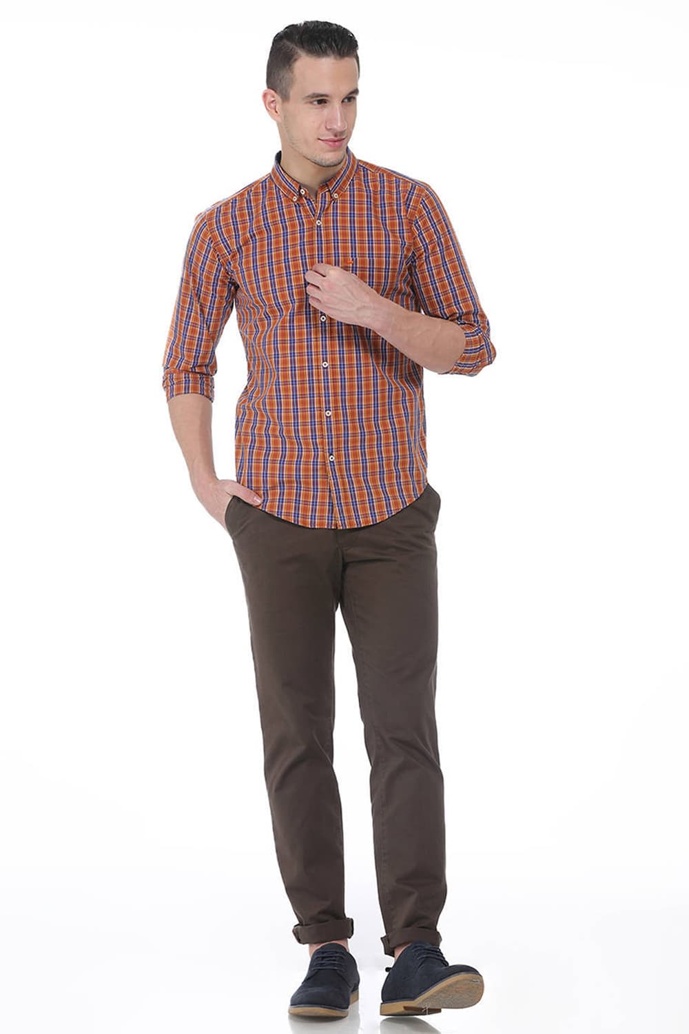 BASICS SLIM FIT CHECKS SHIRT