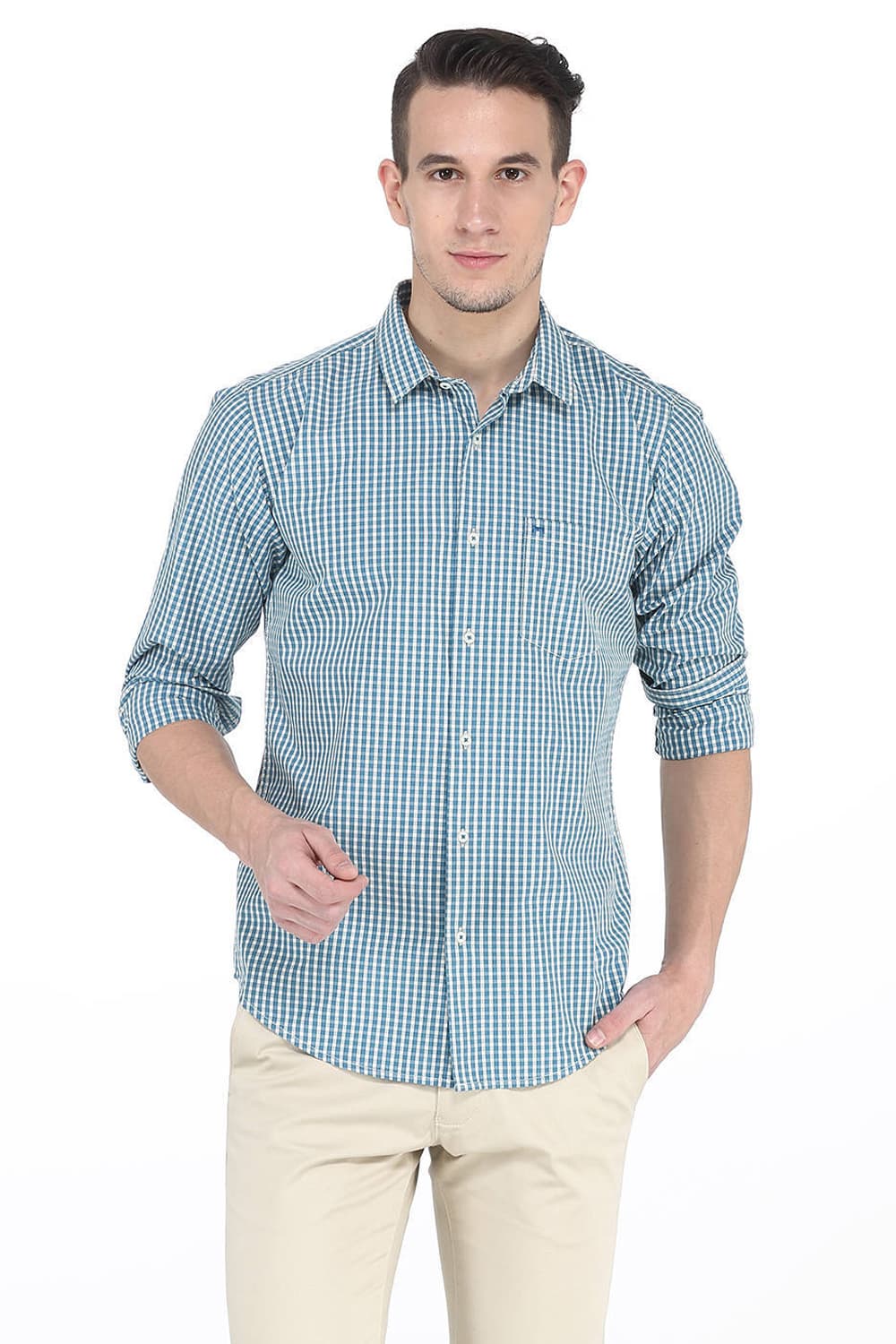 BASICS SLIM FIT CHECKS SHIRT