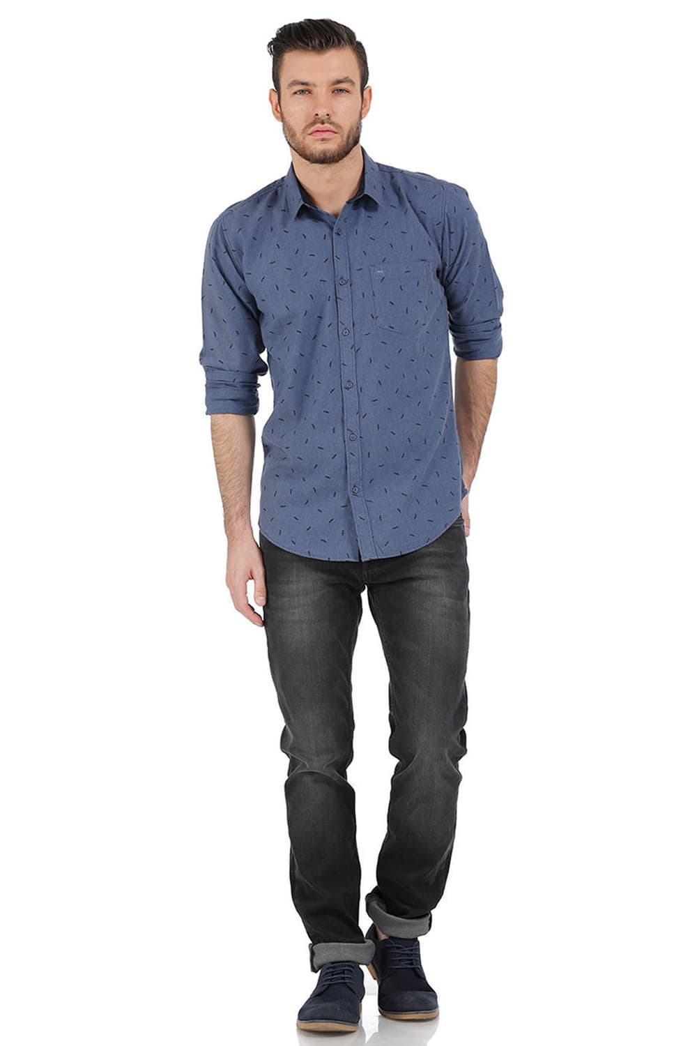 BASICS SLIM FIT PRINTED SHIRT