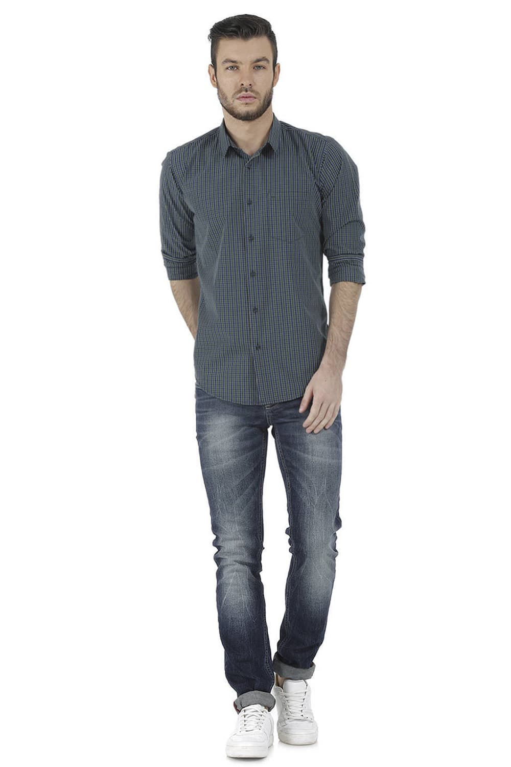 BASICS SLIM FIT CHECKS SHIRT