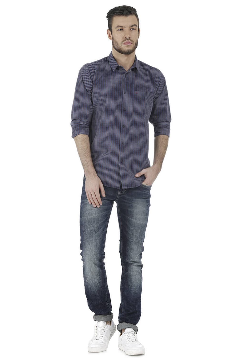 BASICS SLIM FIT CHECKS SHIRT