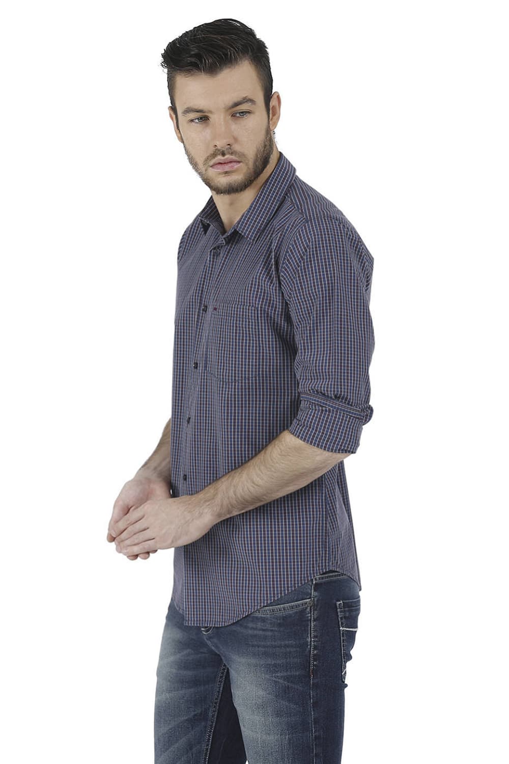 BASICS SLIM FIT CHECKS SHIRT