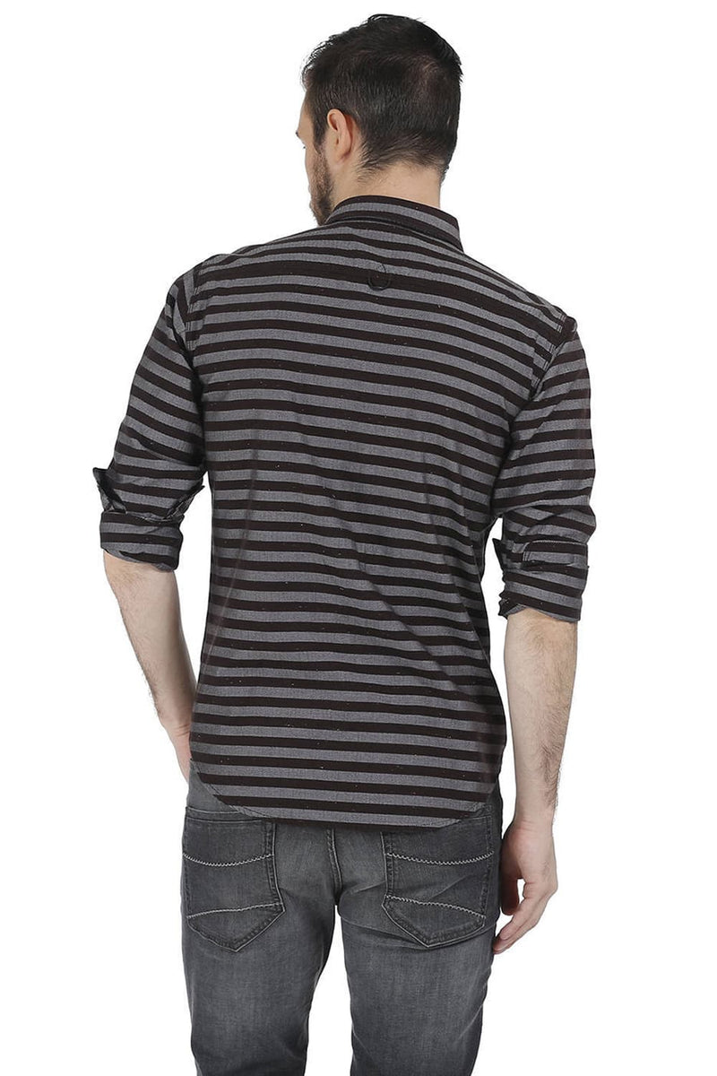 BASICS SLIM FIT WEFT STRIPES SHIRT