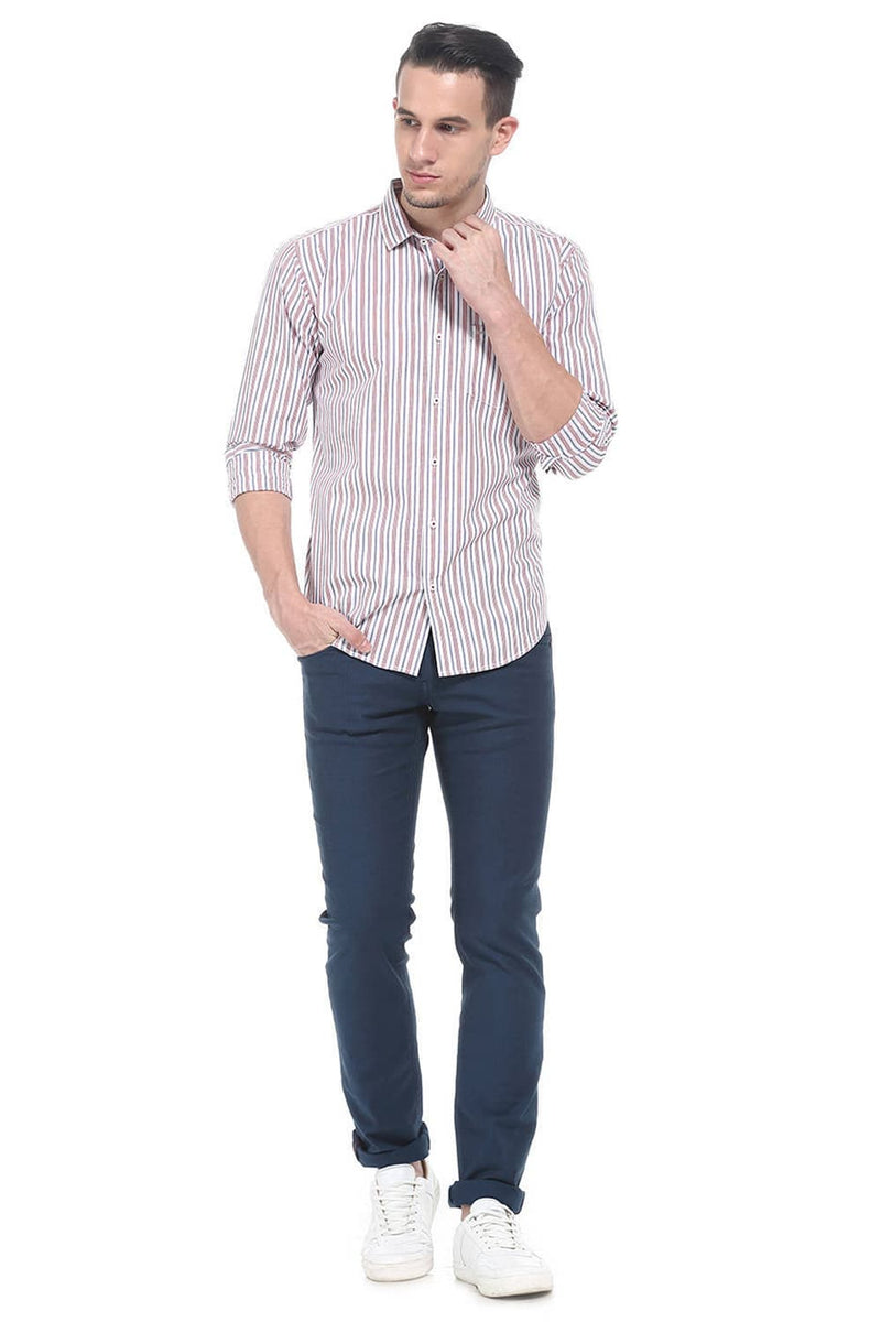 BASICS SLIM FIT STRIPE SHIRTS