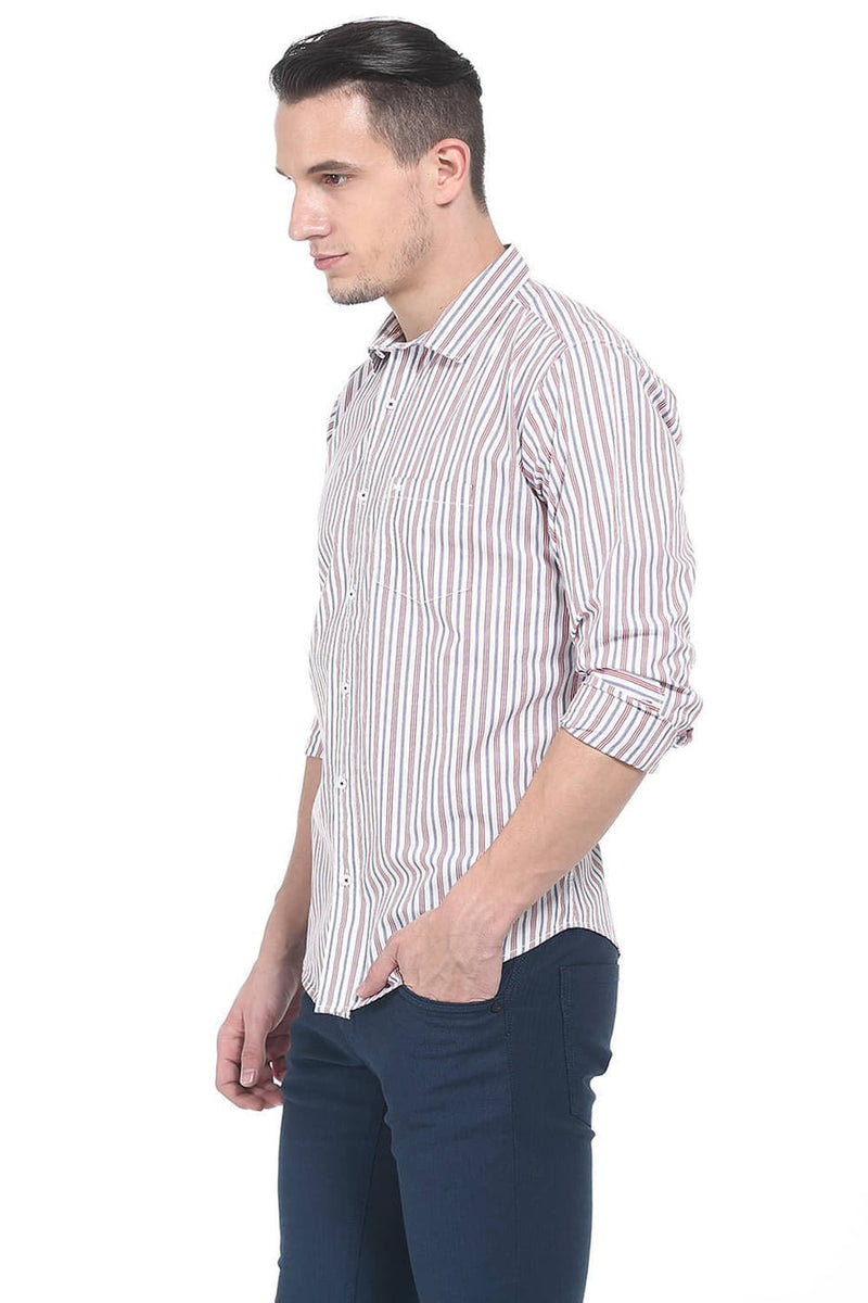 BASICS SLIM FIT STRIPE SHIRTS