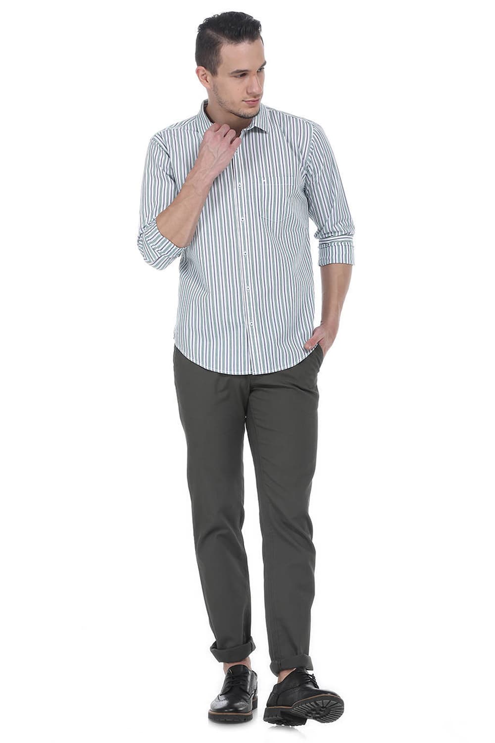 BASICS SLIM FIT STRIPE SHIRTS