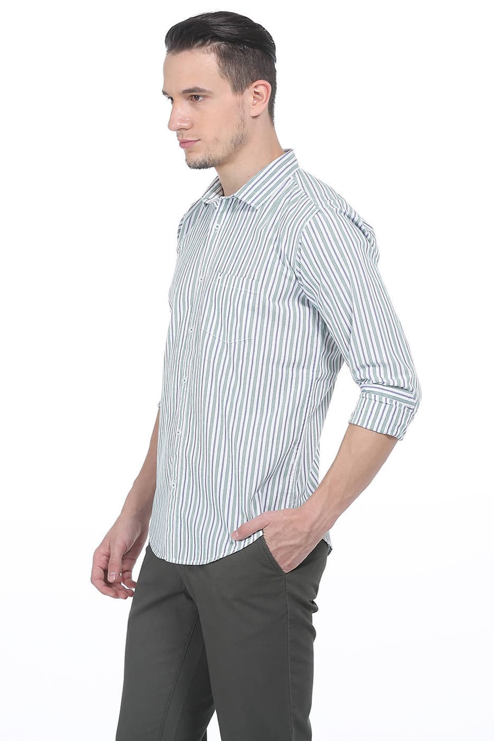 BASICS SLIM FIT STRIPE SHIRTS