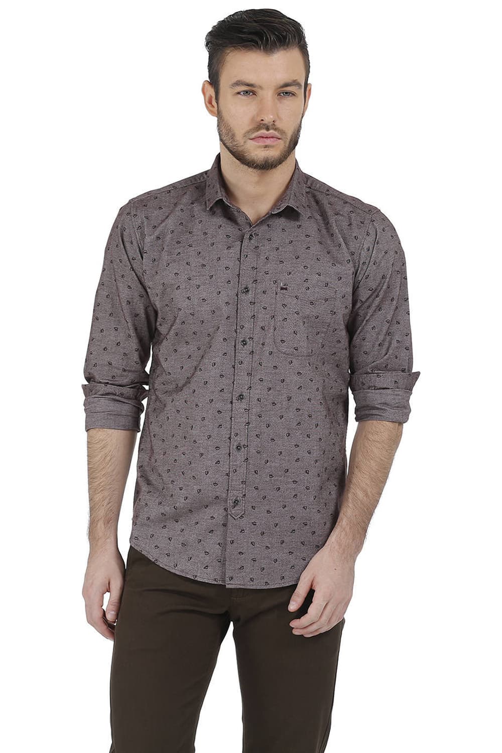 BASICS SLIM FIT PRINTED SHIRT