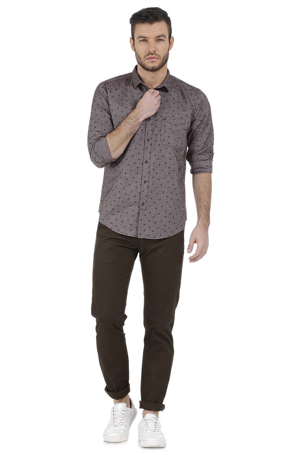 BASICS SLIM FIT PRINTED SHIRT