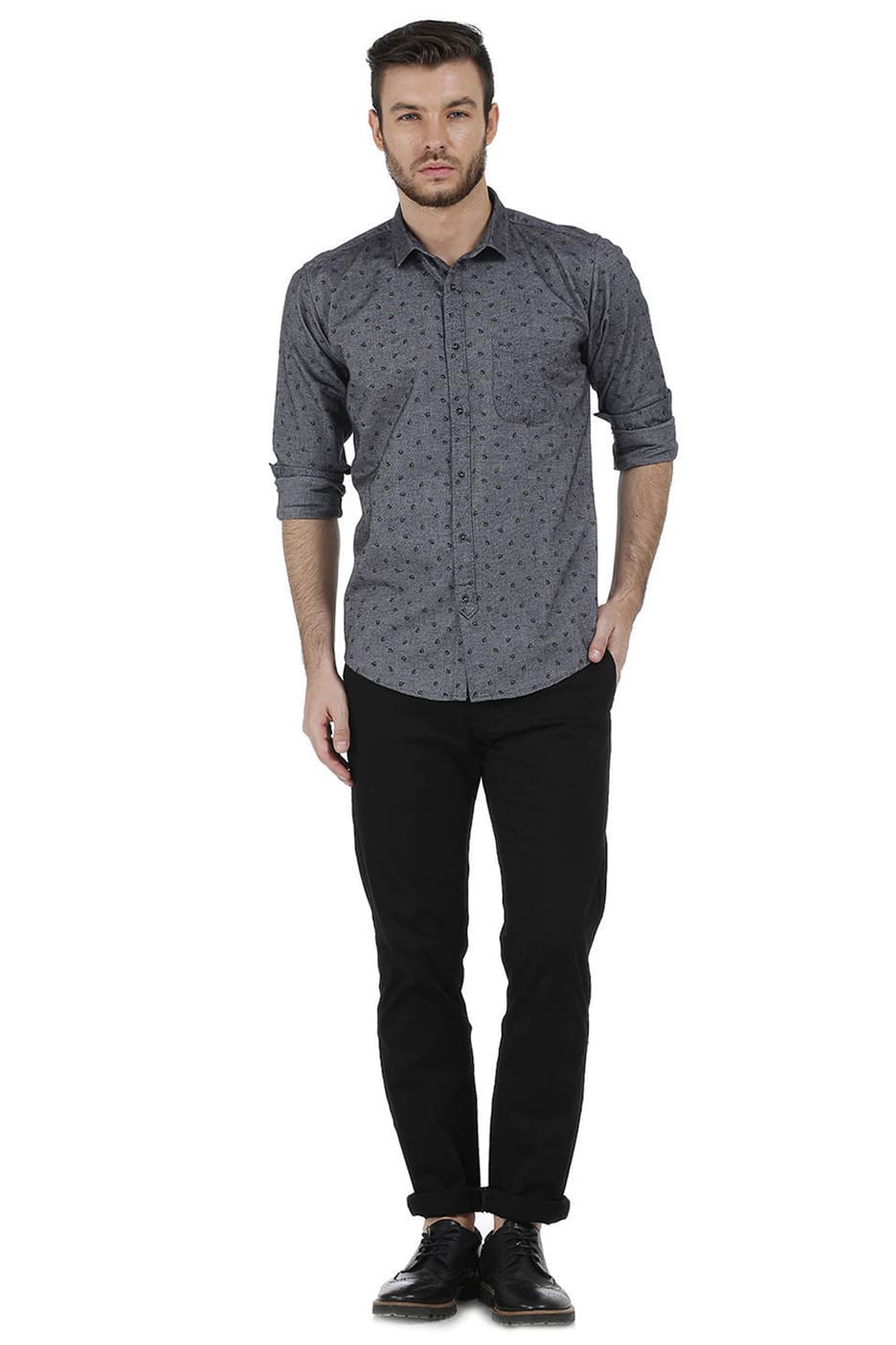 BASICS SLIM FIT PRINTED SHIRT