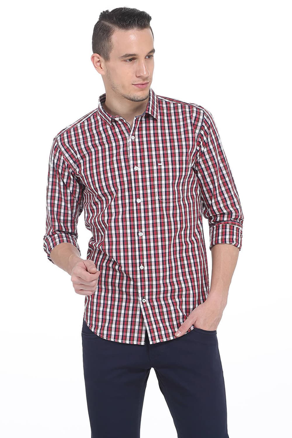 BASICS SLIM FIT CHECKS SHIRT