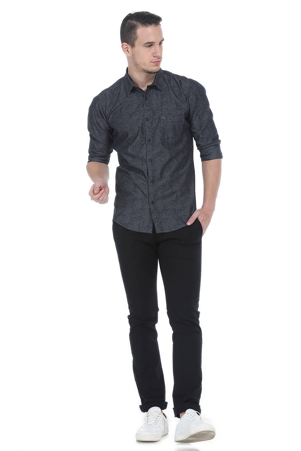 BASICS SLIM FIT PRINTED SHIRT