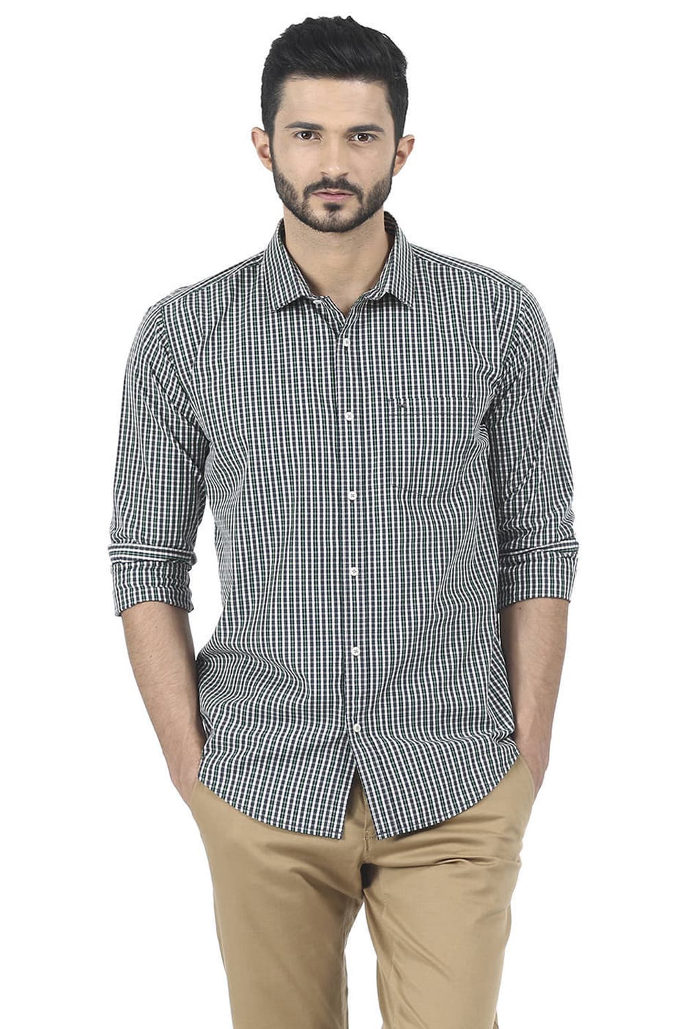 BASICS SLIM FIT CHECKS SHIRT