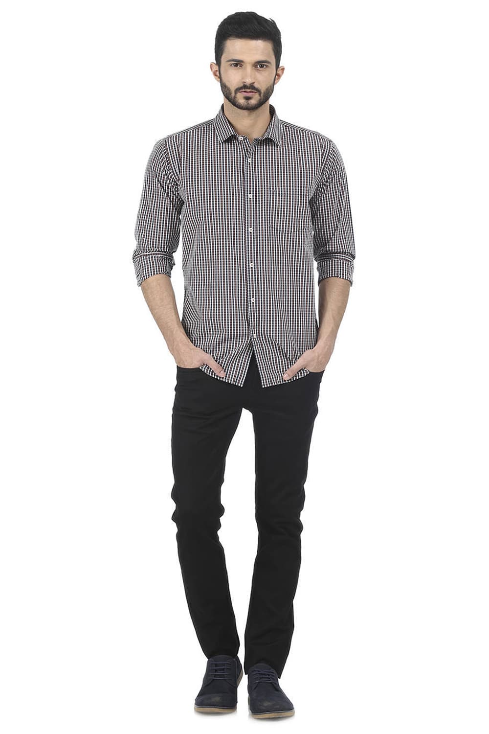 BASICS SLIM FIT CHECKS SHIRT