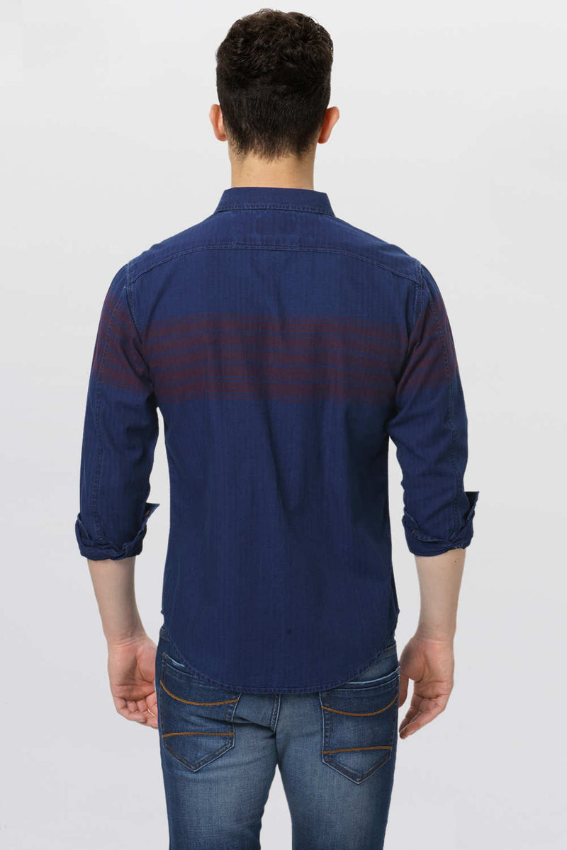 BASICS SLIM FIT ENGINEERING STRIPES SHIRT