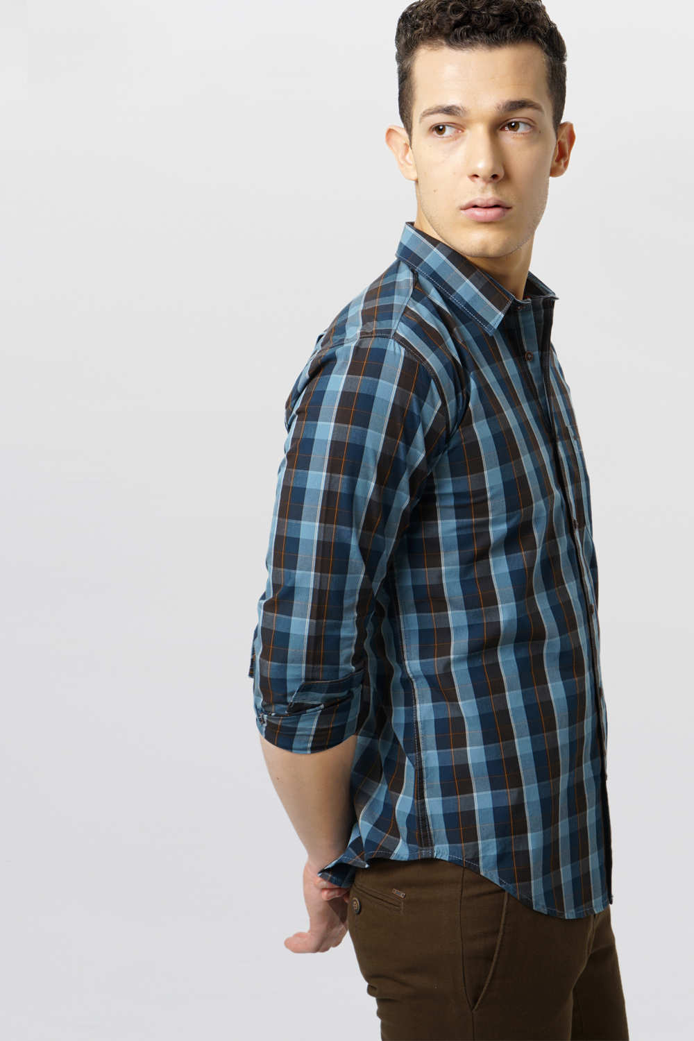 BASICS SLIM FIT CHECKS SHIRT