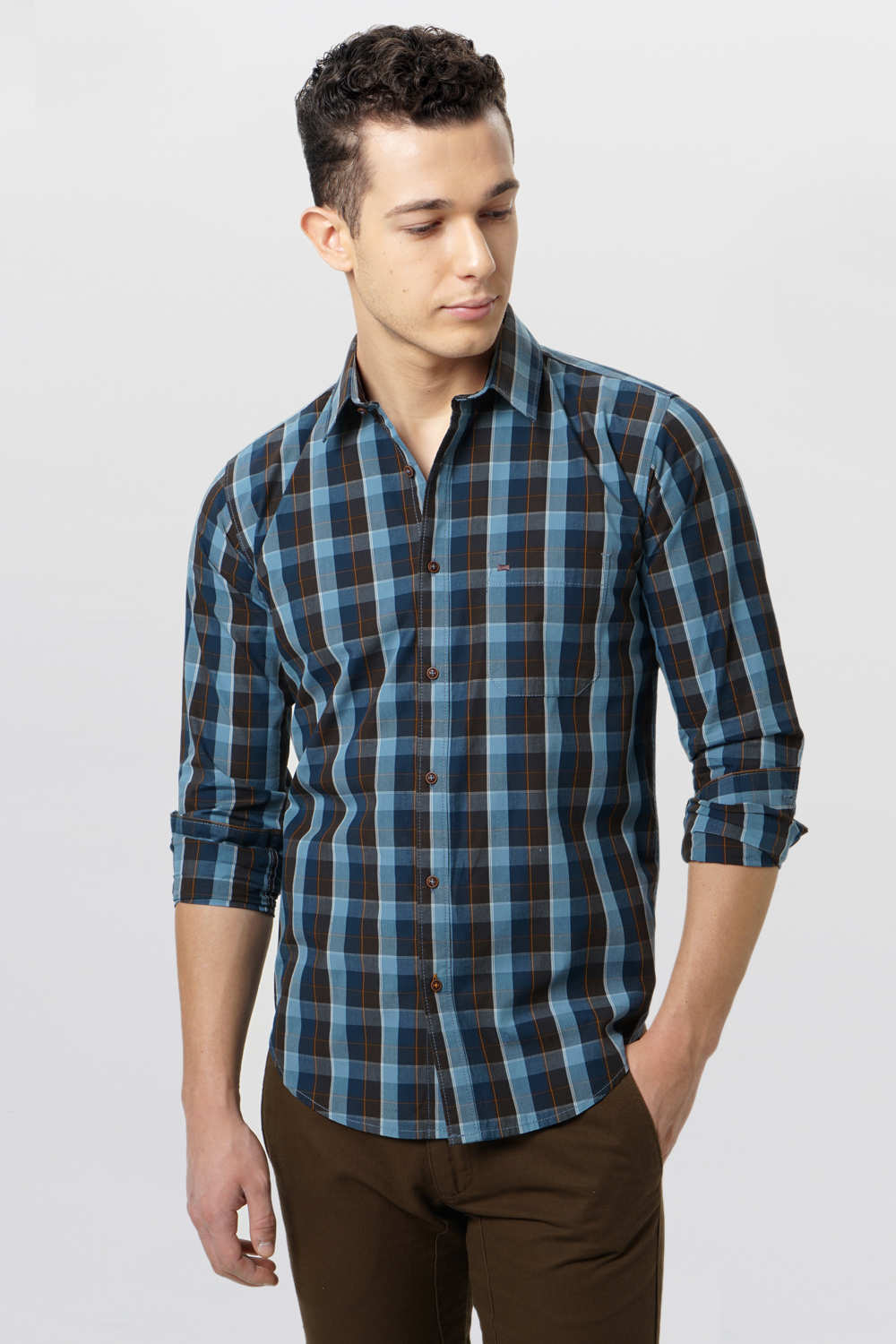 BASICS SLIM FIT CHECKS SHIRT