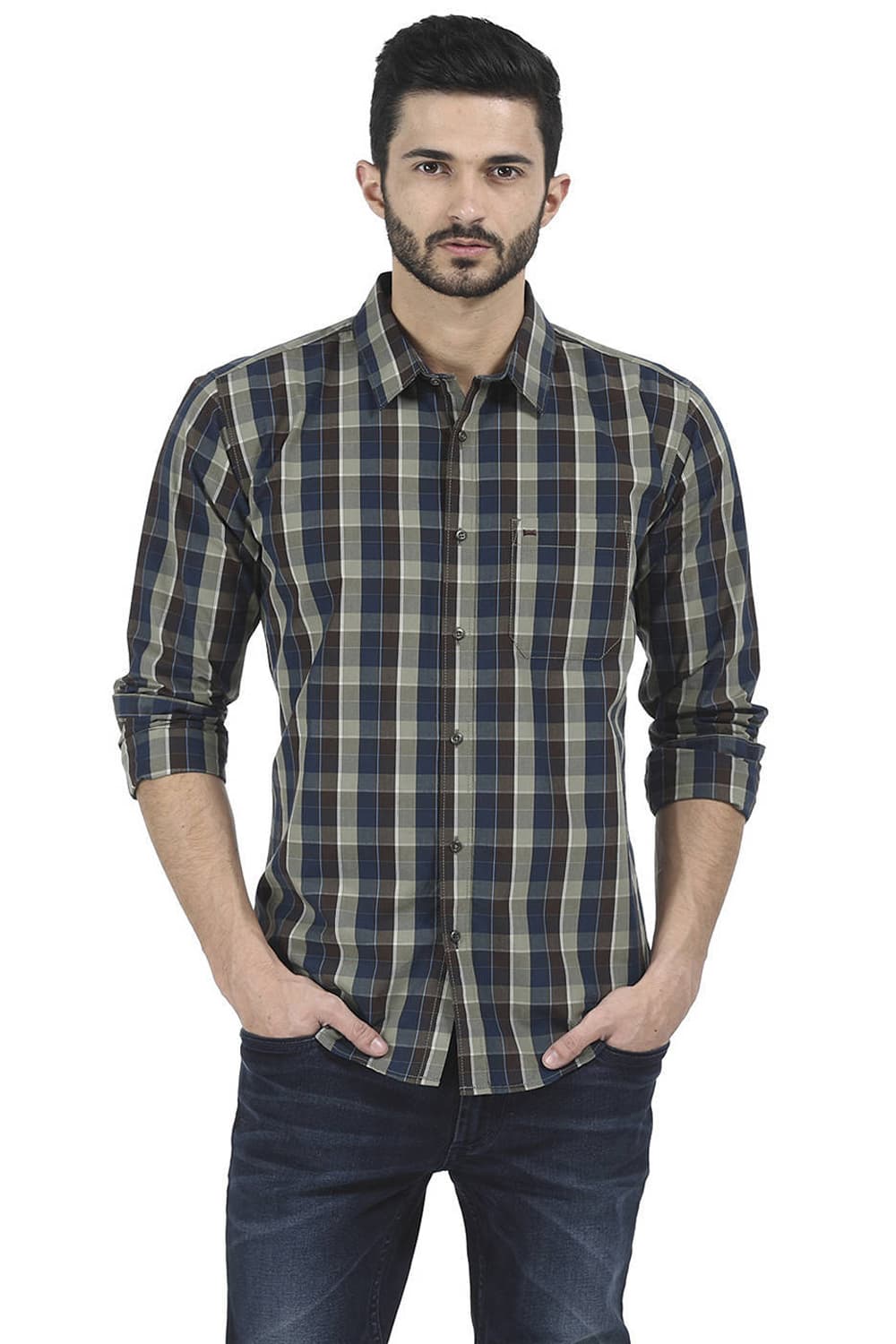 BASICS SLIM FIT CHECKS SHIRT