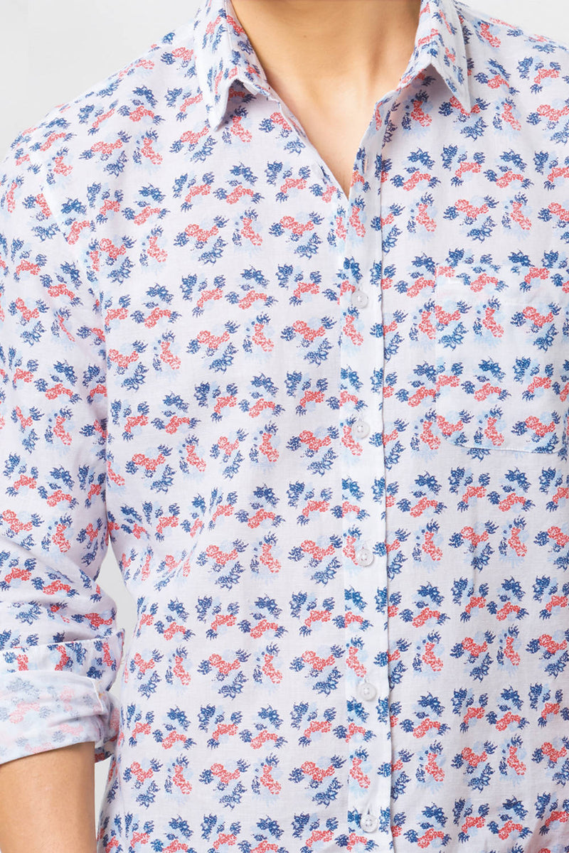 BASICS SLIM FIT PRINTED SHIRT