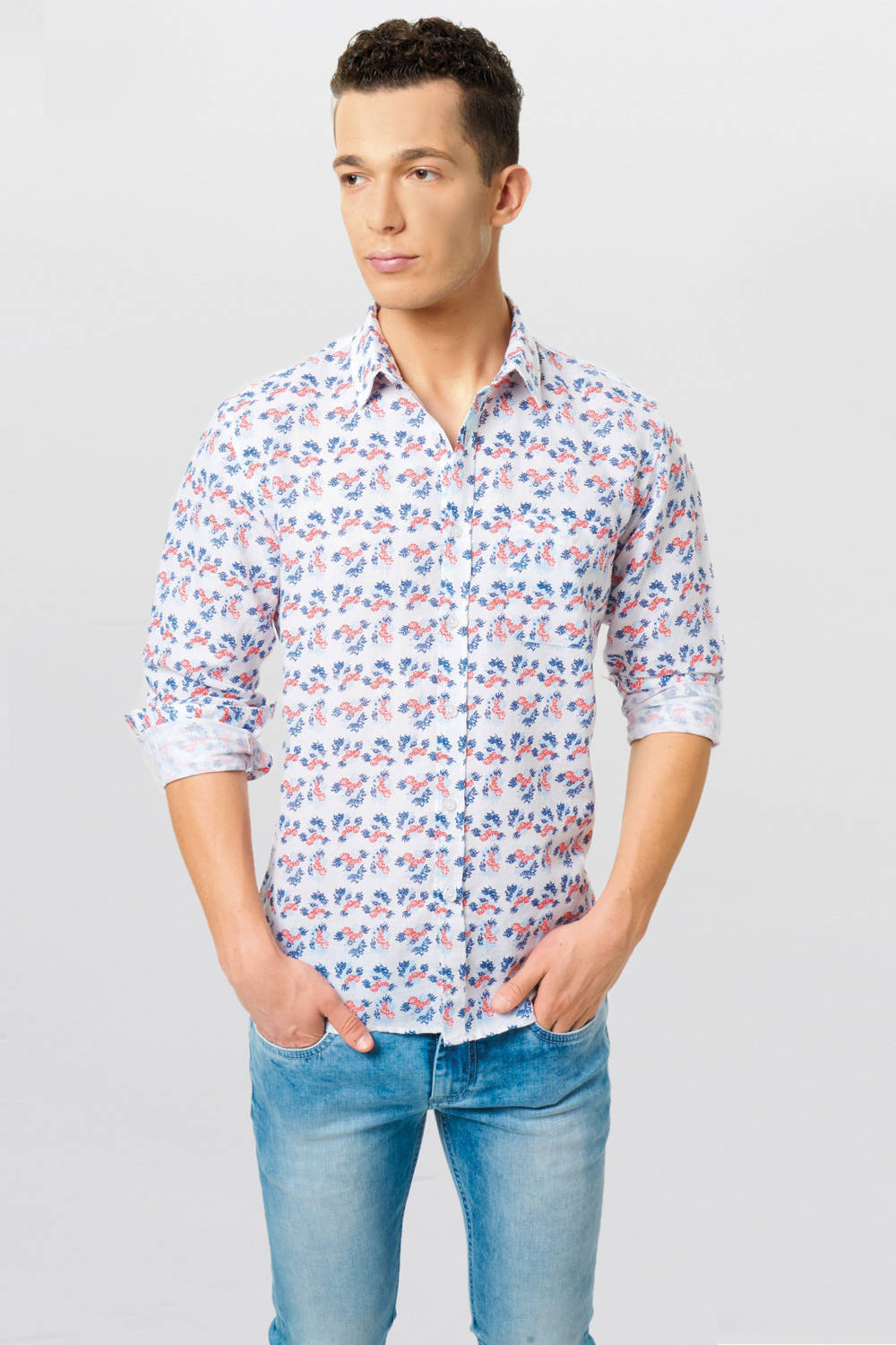 BASICS SLIM FIT PRINTED SHIRT