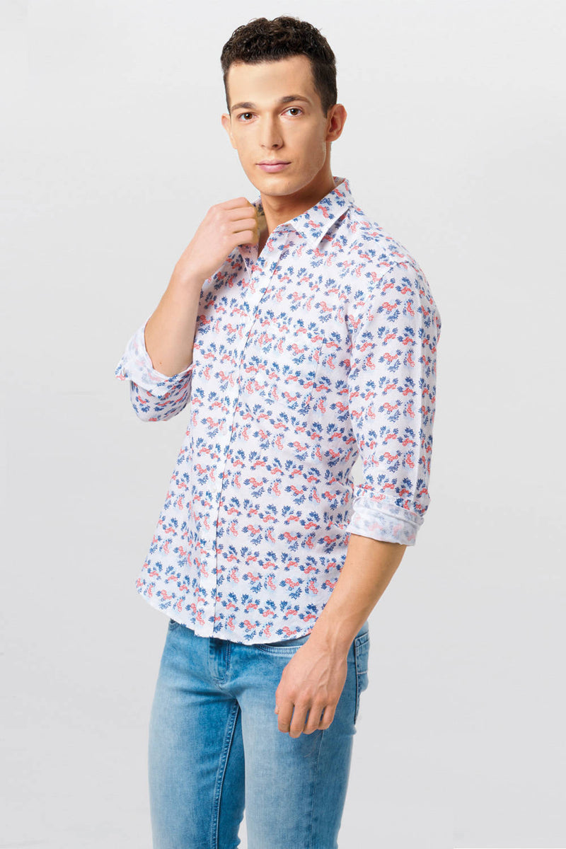 BASICS SLIM FIT PRINTED SHIRT