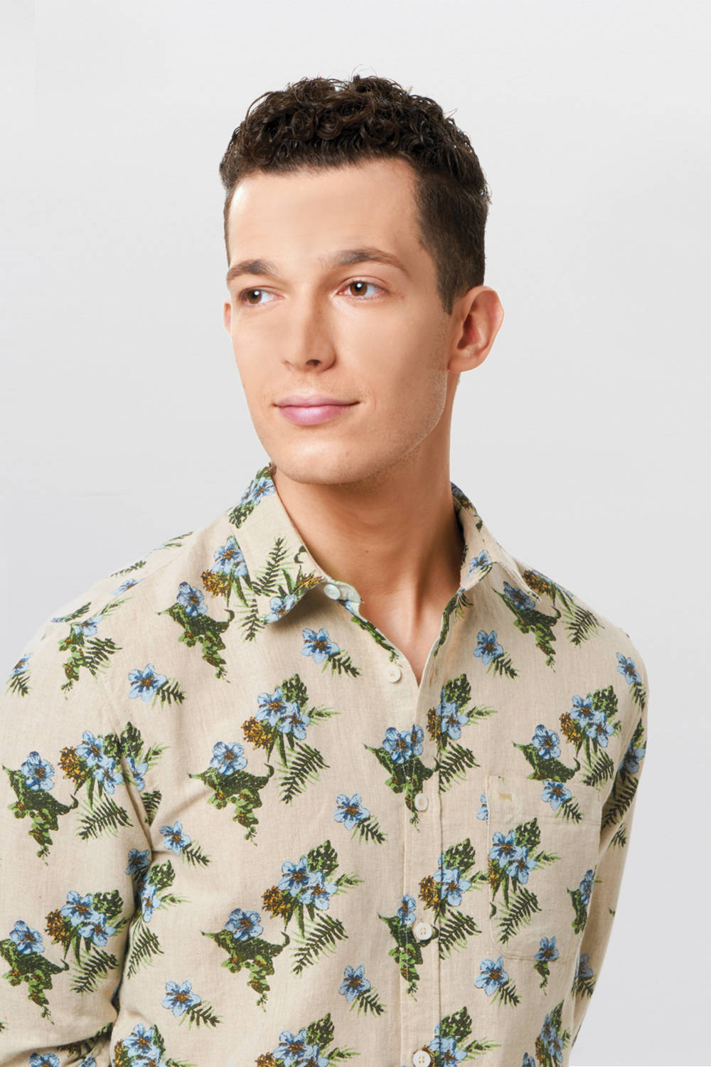 BASICS SLIM FIT PRINTED SHIRT