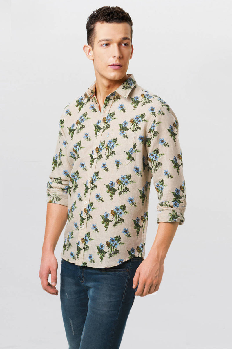 BASICS SLIM FIT PRINTED SHIRT