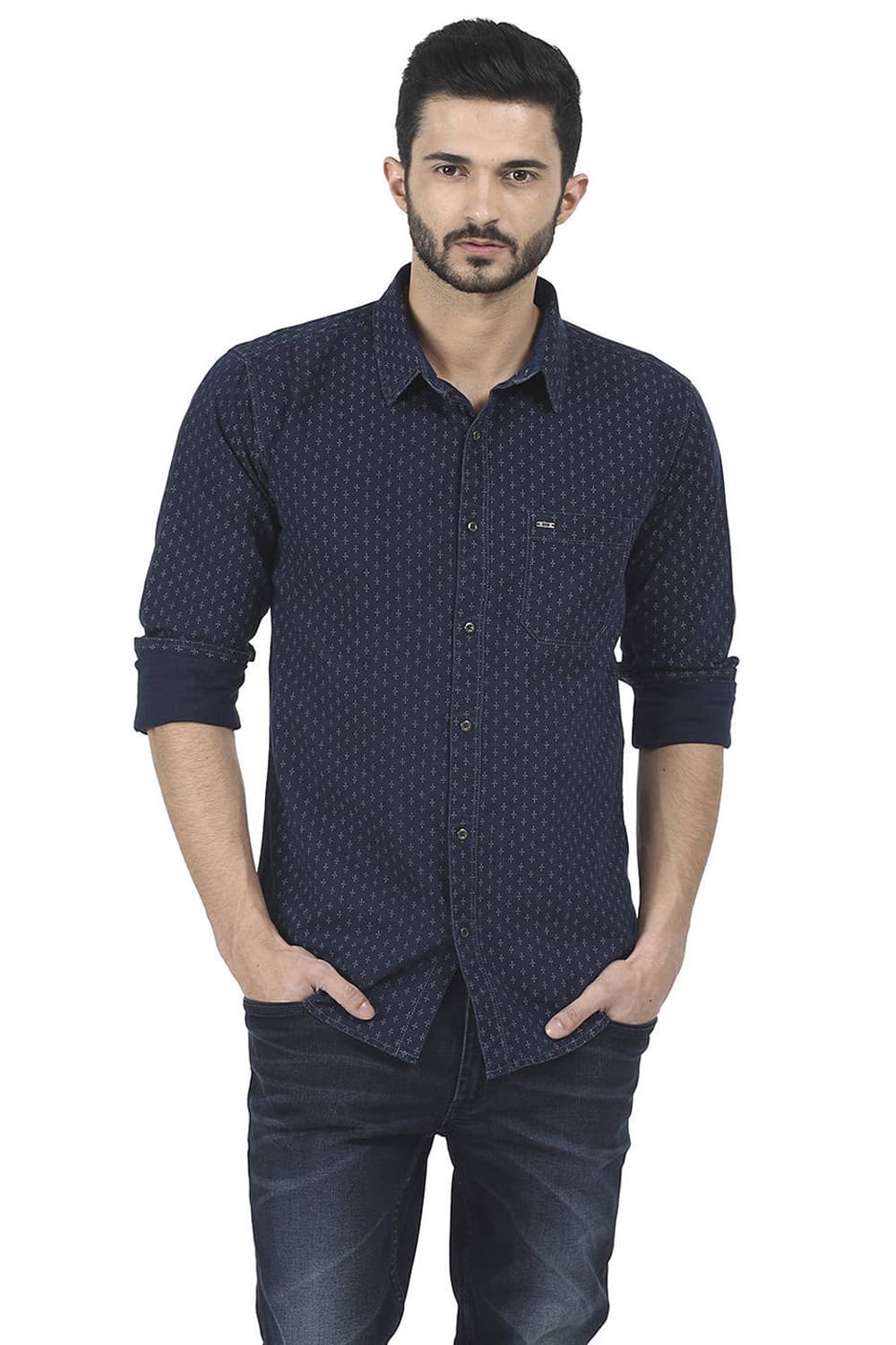 BASICS SLIM FIT PRINTED SHIRT