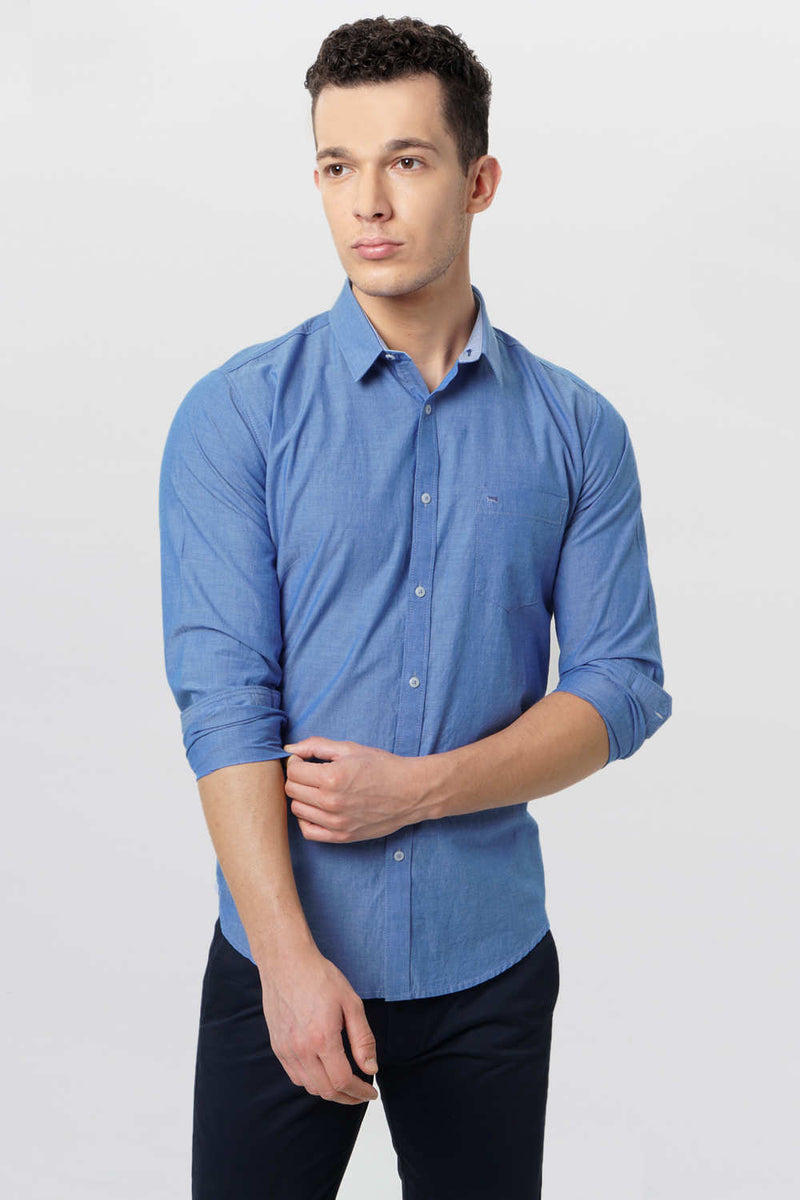 BASICS SLIM FIT CHAMBRAY SHIRT