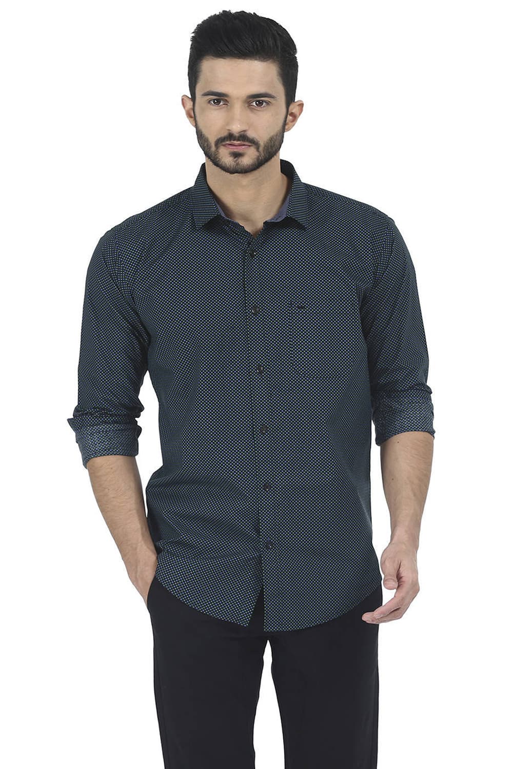 BASICS SLIM FIT PRINTED SHIRT